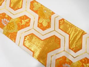 アンティーク　松皮菱に菊・桐模様織り出し全通袋帯（材料）